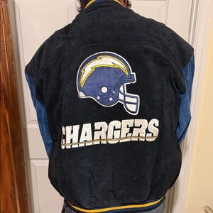 Chargers Black and Blue Bomber Jacket